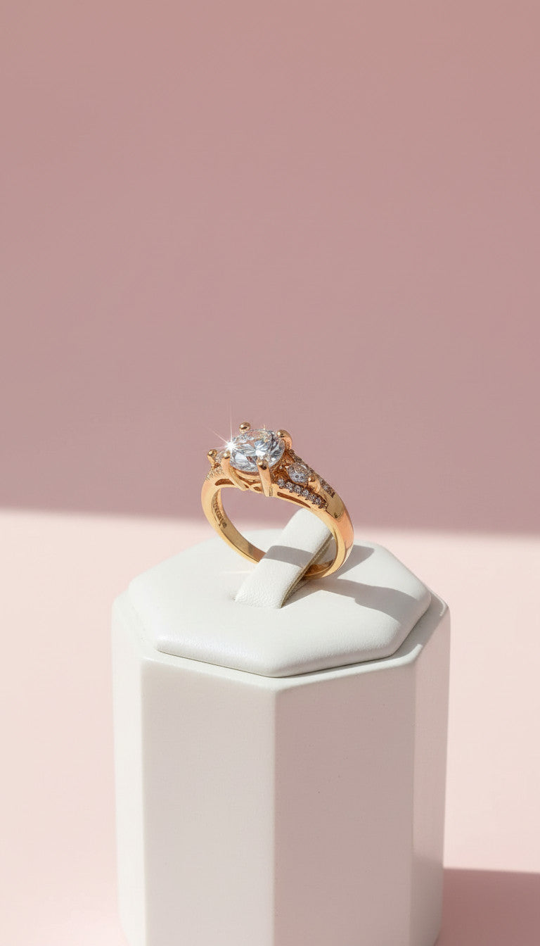 Allure Gold Crystal Ring Gold Box set of 12