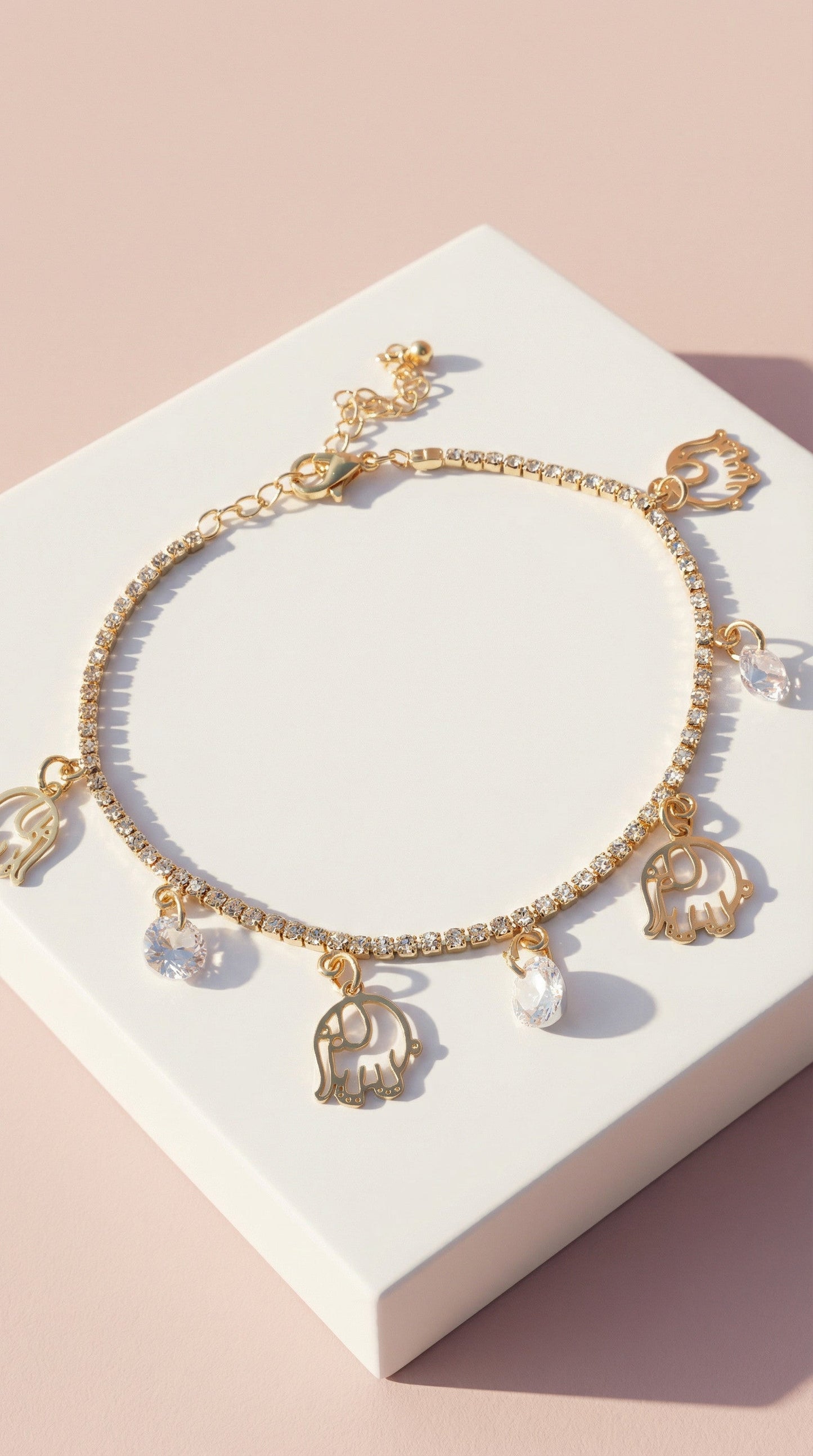 Elephant Crystal Chain Link Anklet