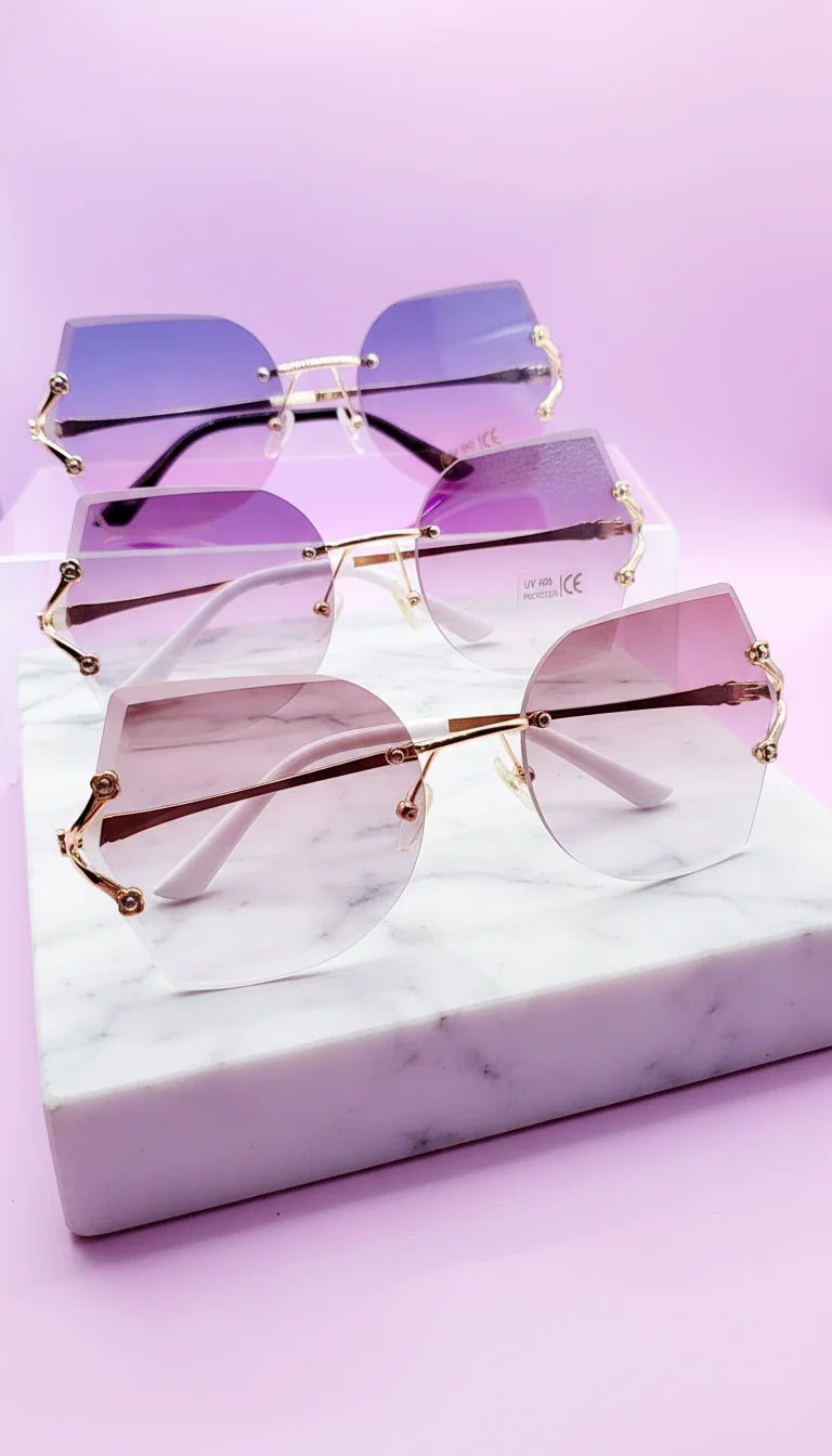 Pastel Lens Rimless Sunglasses Box of 20