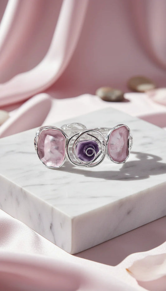 Abstract Rose Flower Stretchy Bracelet