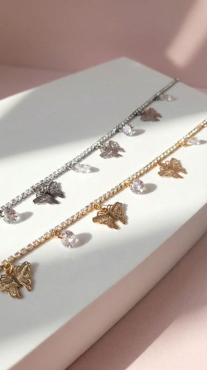 Butterfly Crystal Gem Anklet