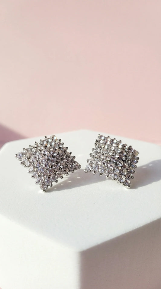 Square Crystal Non Pierced Clip On Earrings