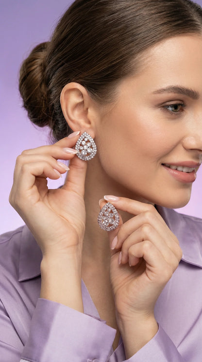 Oval Crystal Non Pierced Clip On Earrings