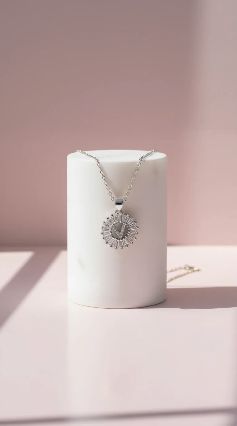 Personalized Letter Crystal Initial Necklace