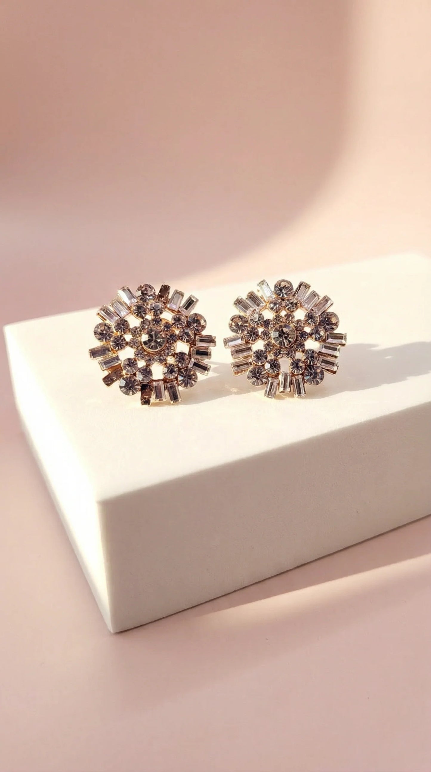 Cluster Crystal Non Pierced Clip On Earrings
