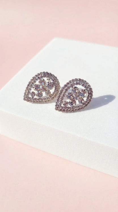 Oval Crystal Non Pierced Clip On Earrings
