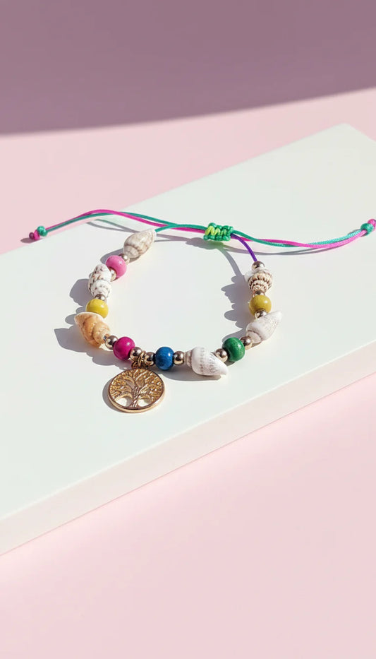 Tree Of Life Beaded Pull Tie Anklet