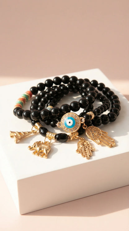 Parisian Charm Ceramic Beaded Bracelet Set