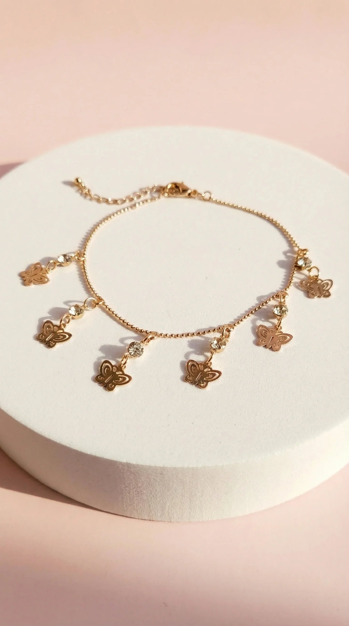 Crystal Butterfly Charm Anklet