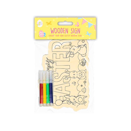Wholesale Colour Your Own Wooden Easter Sign - (Case of 24)