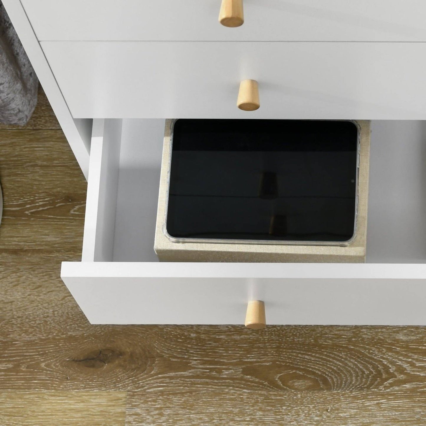 Chest Of Drawers 3-Drawer Storage Organiser Unit With Wood Legs For Bedroom Living Room White