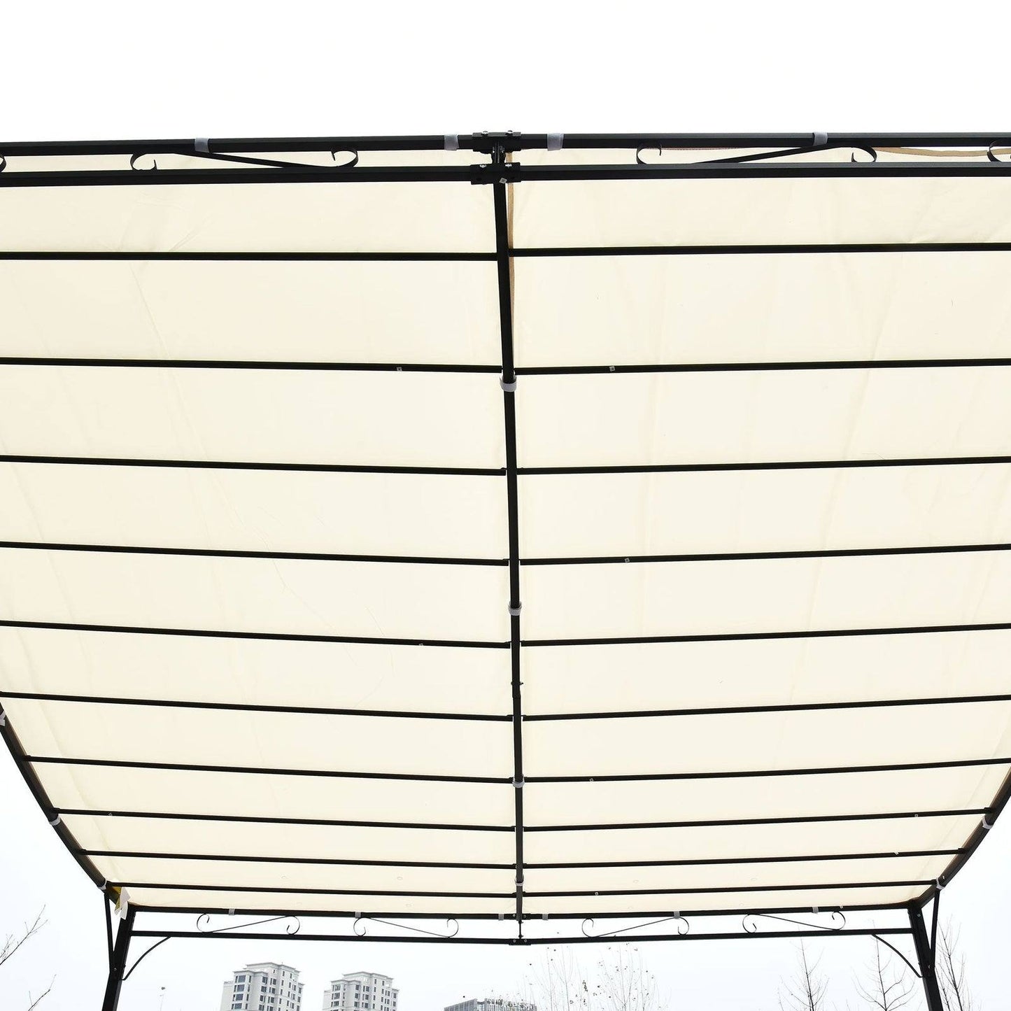 Outsunny 3X3 M Wall Mounted Garden Porch-Black/Cream White