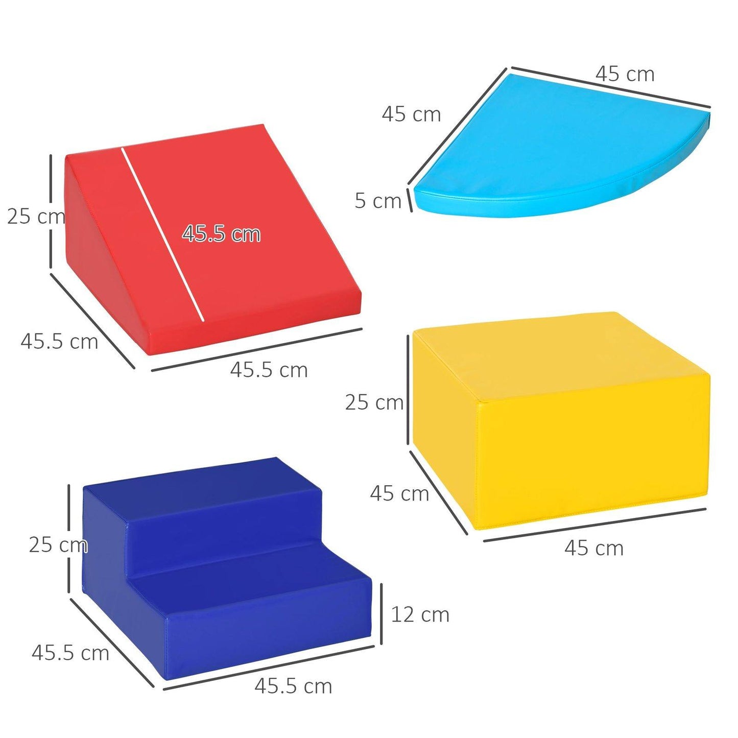 4-piece Soft Play Set Climb and Crawl Foam Toddler Stairs and Ramp for Baby