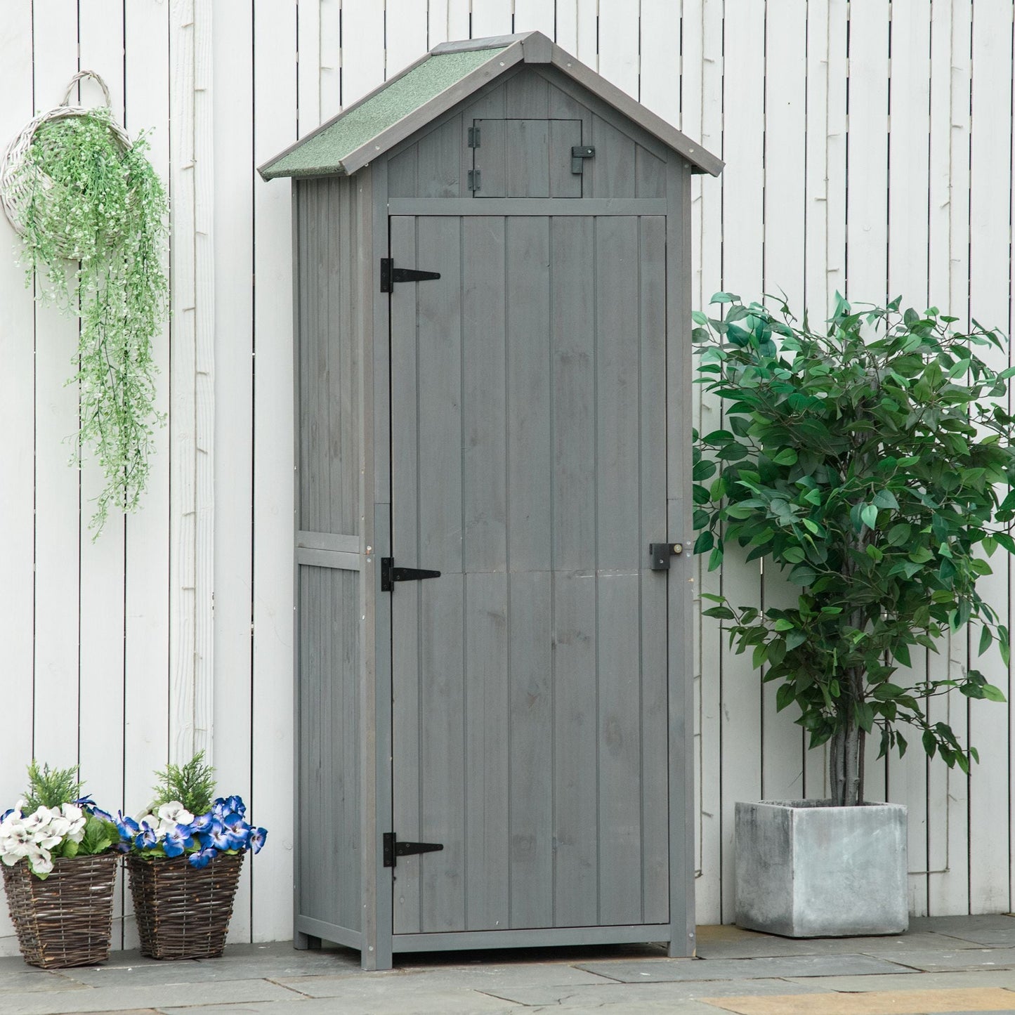 Rustica 179cm Single Door Apex Garden Store Fir Wood Grey by Steadfast