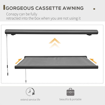 Cassette Electric Manual Awning Door Window Retractable Canopy w/ R/C
