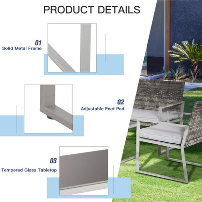 4-Piece Rattan Garden Furniture Set 2 Single Sofa Arm Chairs 1 Bench with Cushions & Coffee Table Patio Backyard Wicker Weave