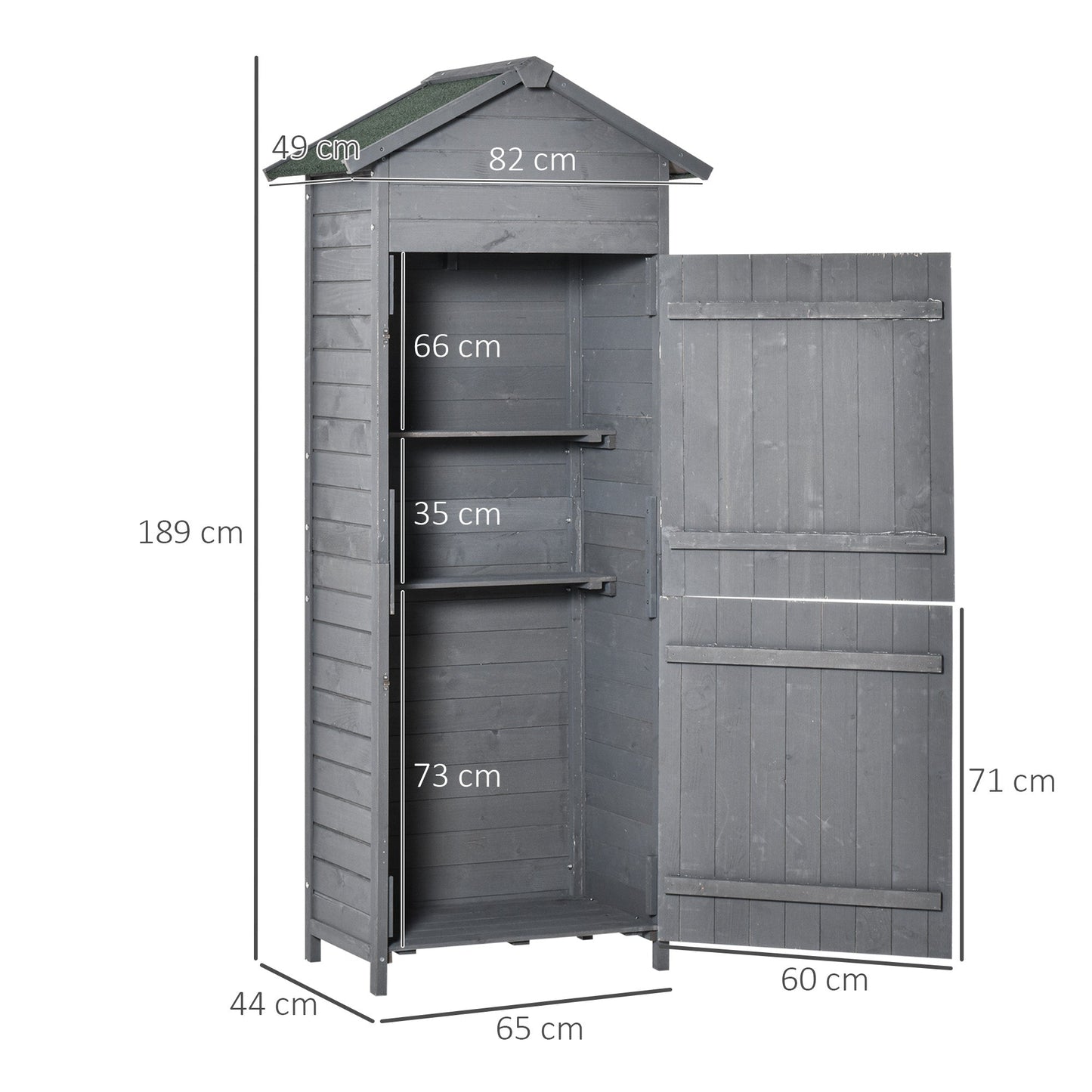 Rustica 189cm Barn Door Apex Garden Store Lockable With Shelves Fir Wood Grey by Steadfast