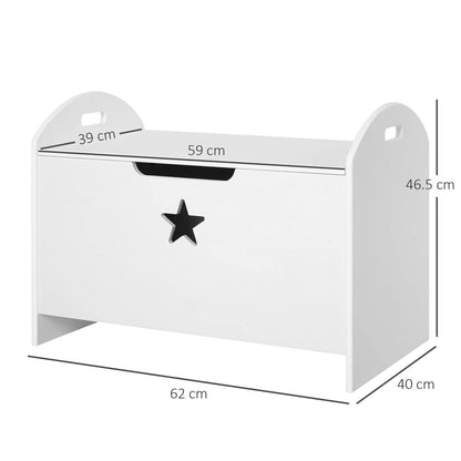 Kids Wooden Toy Box Organizer Children's Toy Storage with Lid Safety Hinge Side Handle Playroom Furniture White