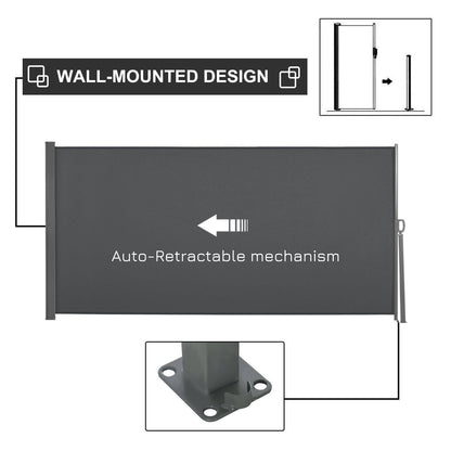 Retractable Sun Side Awning Screen Fence Patio Garden Wall Balcony Screening Panel Outdoor Blind Privacy Divider 3x1.6M