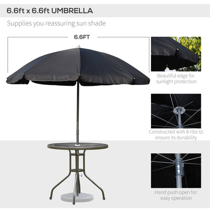 6-Piece Garden Patio Furniture Set Bistro Set Texteline Folding Chairs +Table +Parasol Black