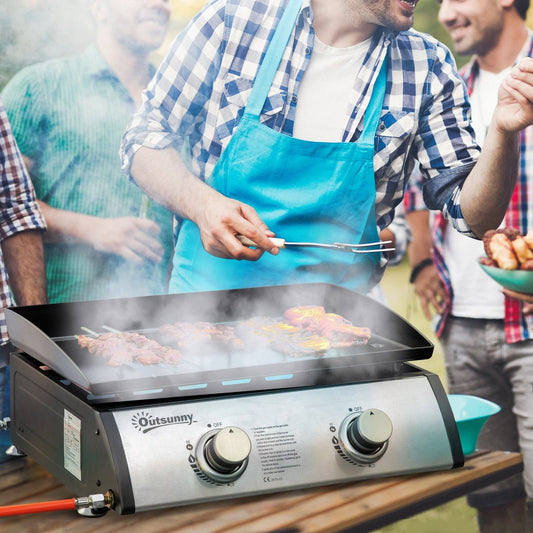 Gas Plancha Grill with 2 Stainless Steel Burner