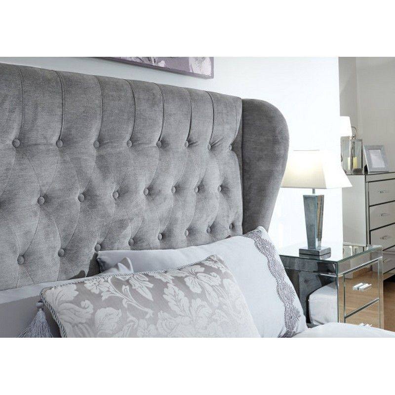 Dakota King Size Ottoman Bed Fabric Grey 6 x 7ft