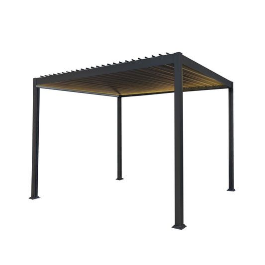 Anthracite Aluminium Pergola With LED Lights - 3m x 3m