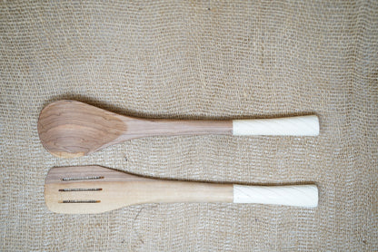 Kenya Salad Servers with Bone Inlay