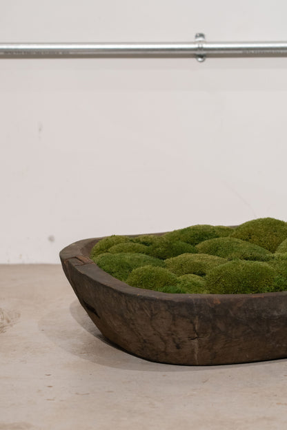 Large Vintage Wooden Moss Bowl
