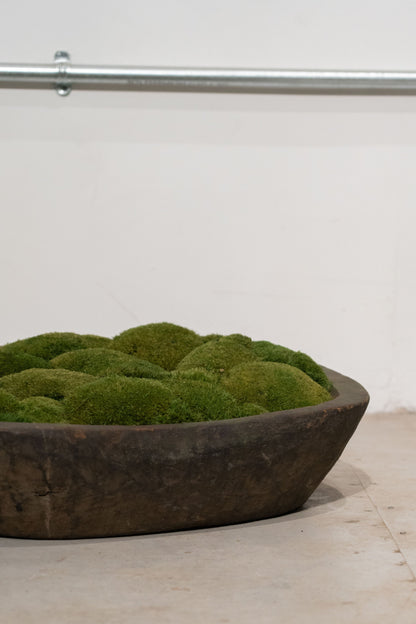 Large Vintage Wooden Moss Bowl