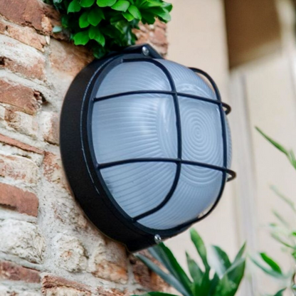Round Grille 7W Outdoor LED Wall / Security Light Bright White