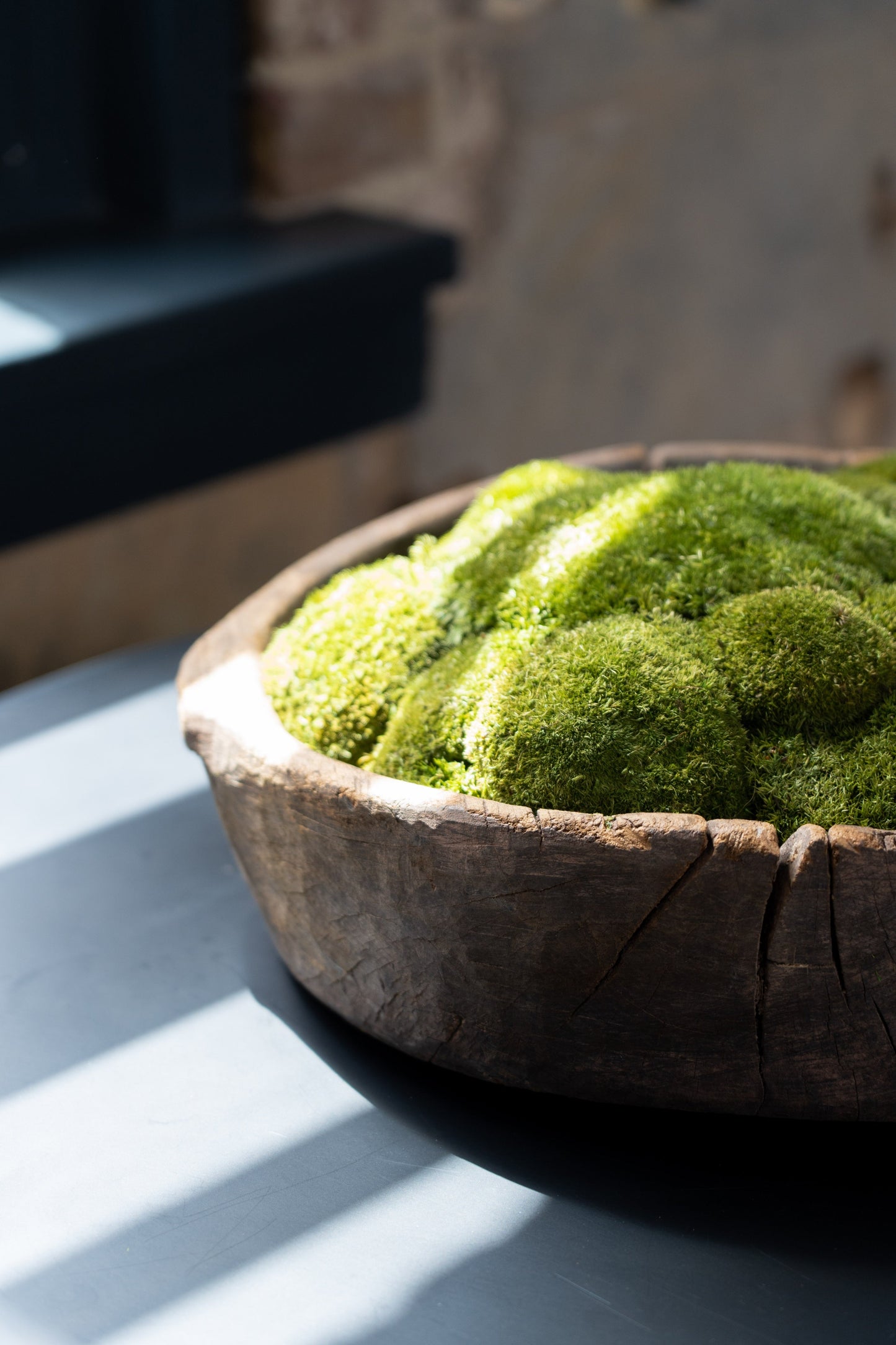 Vintage Wooden Moss Bowl