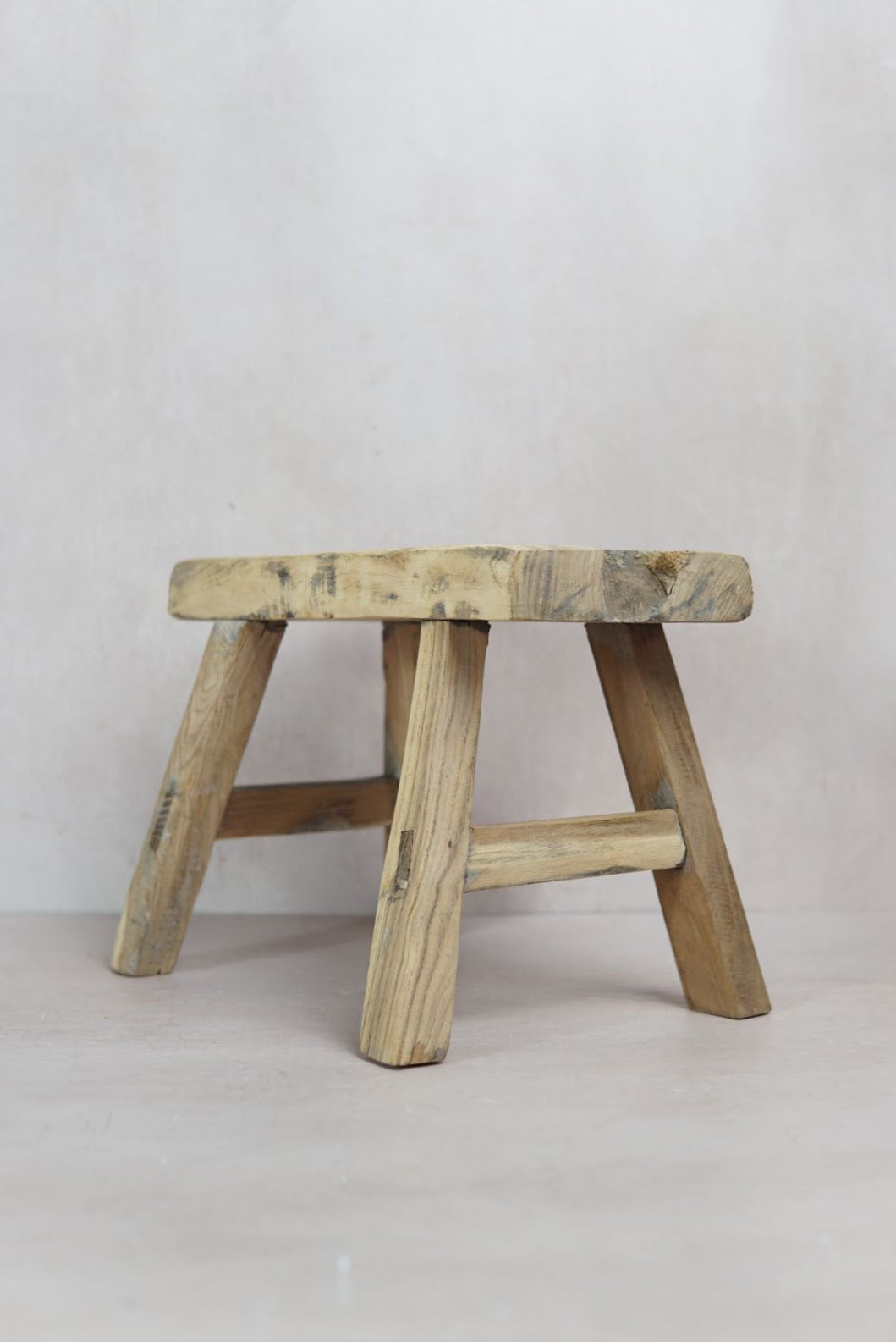 Vintage Rustic Elm Wood Stool - Square - 31