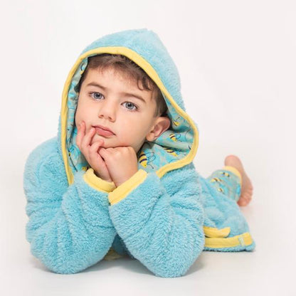 Busy Bees Light Blue Boys Fleece Dressing Gown