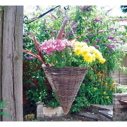 4x Dark Rattan Cone Hanging Basket (12" / 30cm)