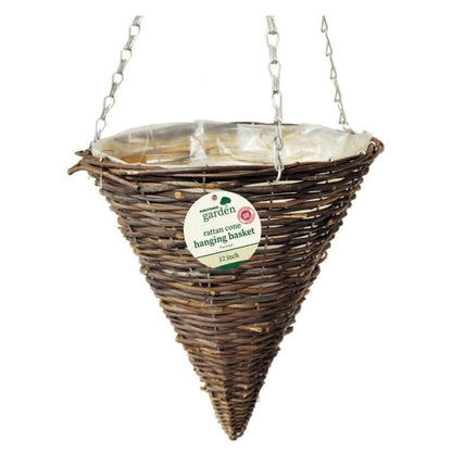 Dark Rattan Cone Hanging Basket - Pack of 12