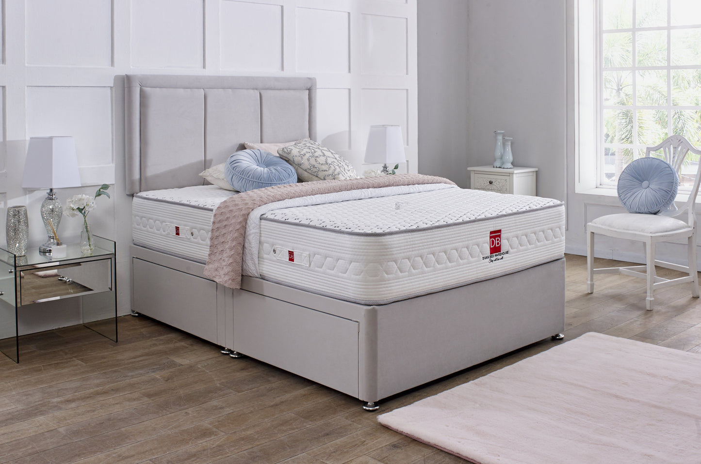 Florence Divan Bed Set with Border Headboard