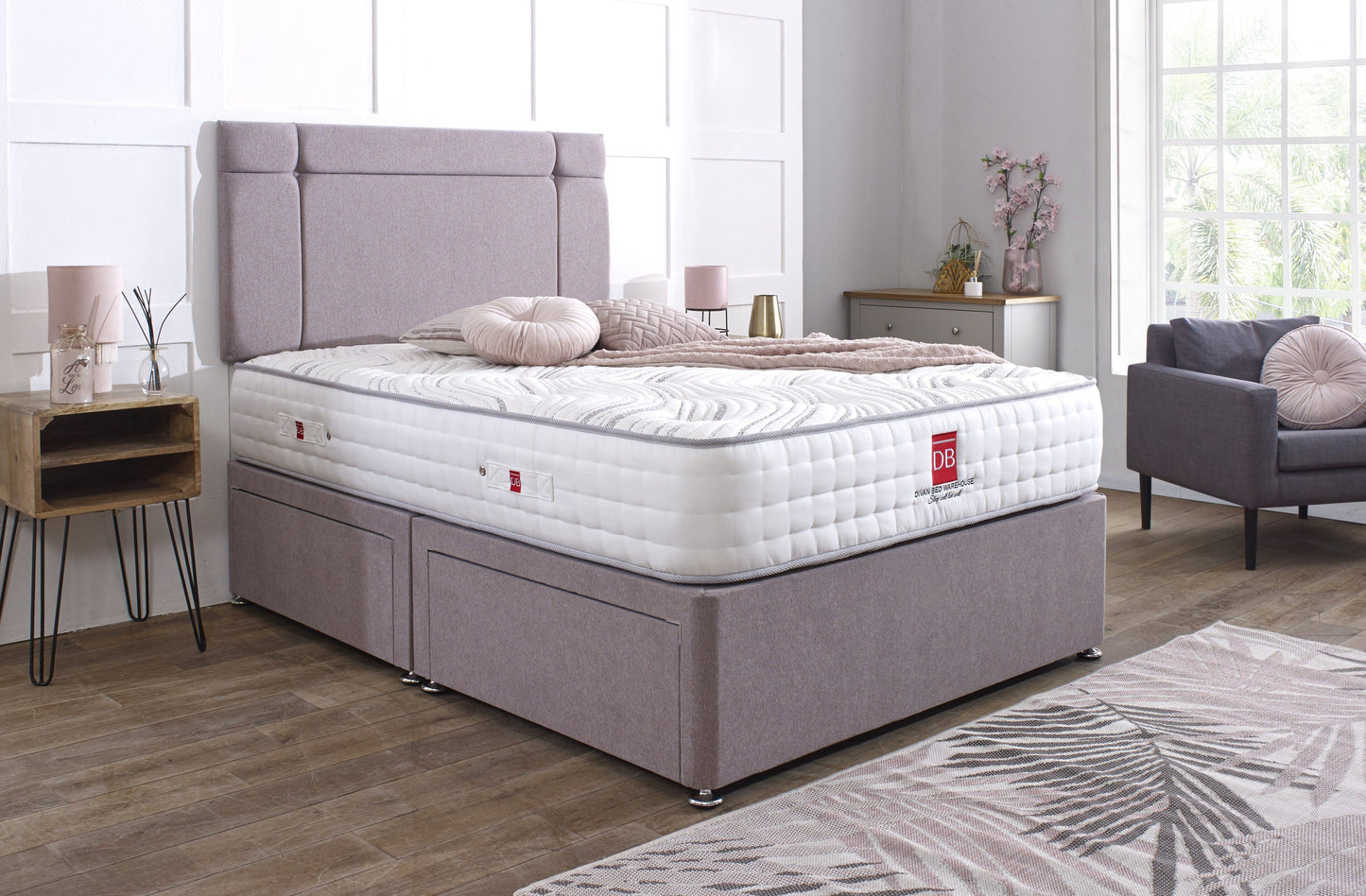 Sienna Divan Bed Set with Button Headboard