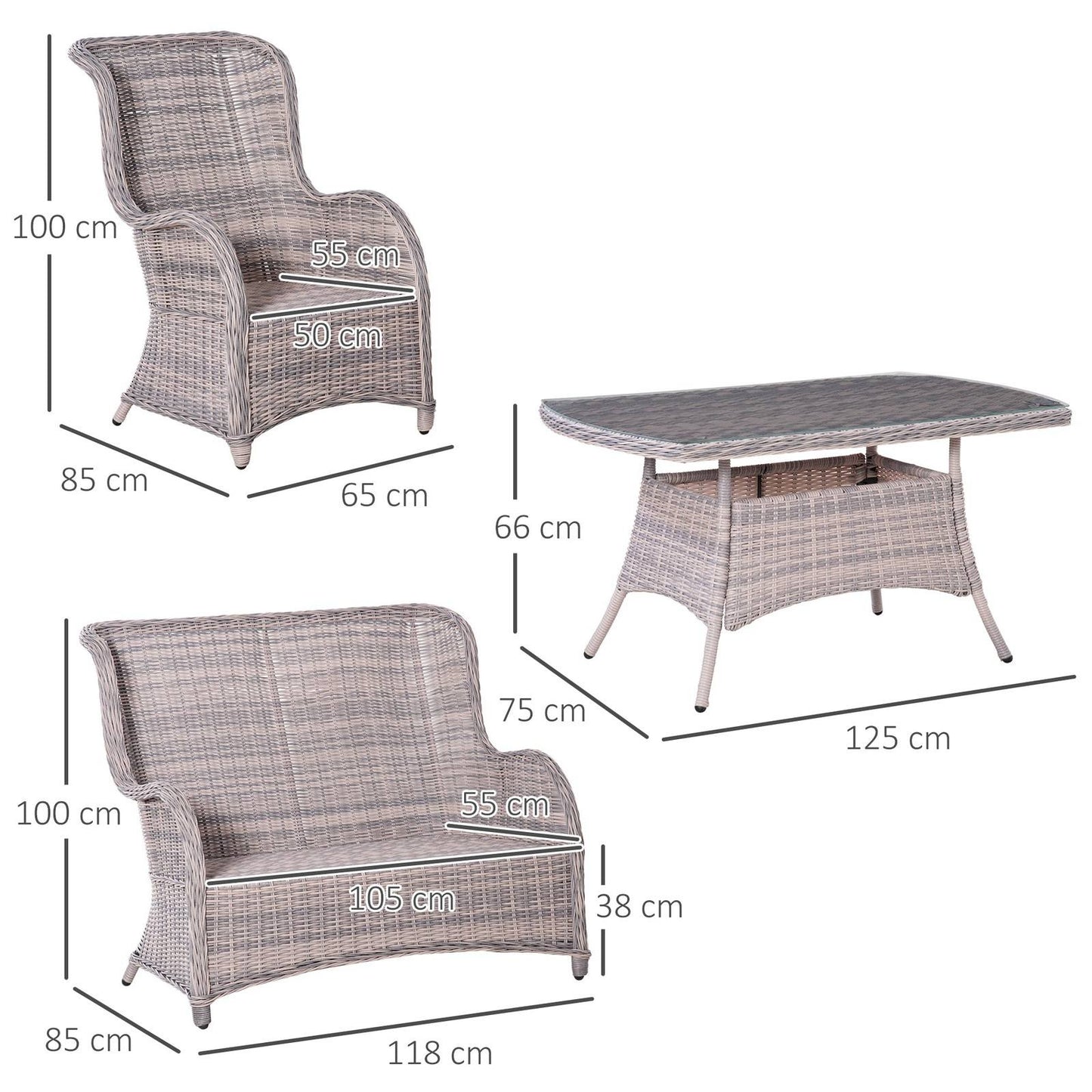 Garden PE Rattan Dining Sofa Set