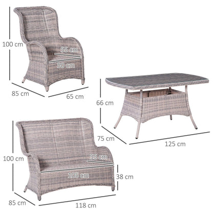 Garden PE Rattan Dining Sofa Set