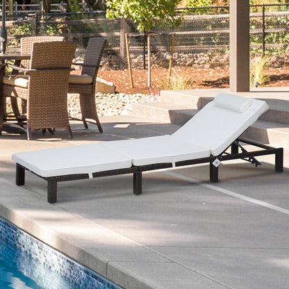 PE Rattan Sun Lounger with Soft Padded Cushion