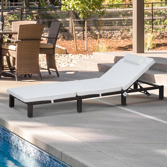 PE Rattan Sun Lounger with Soft Padded Cushion