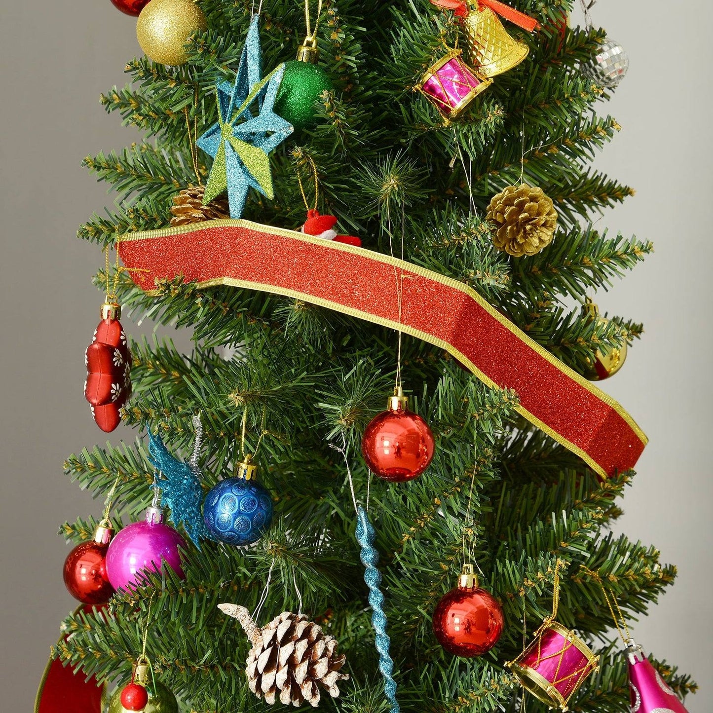 5FT Artificial Pine Pencil Slim Tall Christmas Tree with 294 Branch Tips Xmas Holiday Décor with Stand Green