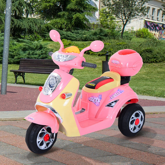 Plastic Music Playing Electric Ride-On Motorbike w/ Lights Pink