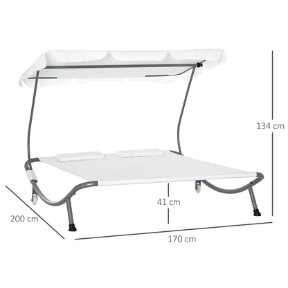 Patio Double Hammock Sun Lounger Bed w/ Canopy Shelter