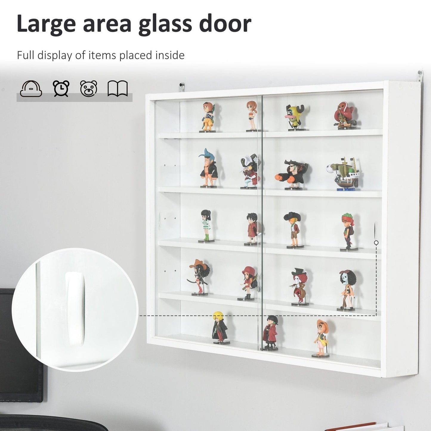 Five-Tier Wall Display Cabinet With Glass Doors - White
