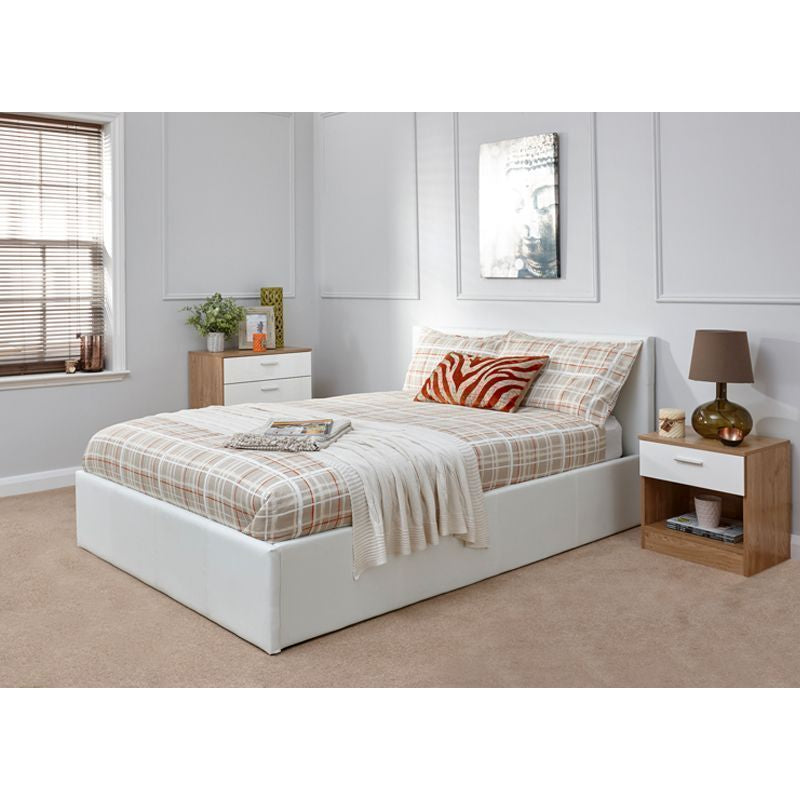 Winston King Size Ottoman Bed Faux Leather White 5 x 7ft