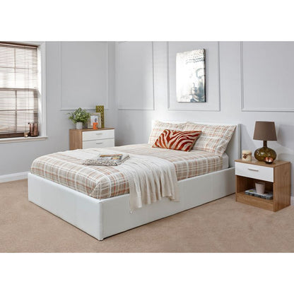 Winston King Size Ottoman Bed Faux Leather White 5 x 7ft