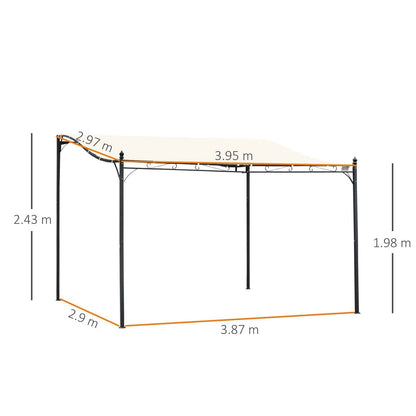 4 x 3 Meters Canopy Metal Wall Gazebo Awning Garden Marquee Shelter Door Porch - Cream