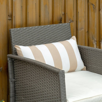 Outsunny Garden Outdoor Rattan Furniture 3 Pieces Patio Bistro Set Wicker Weave Conservatory Sofa Chair & Table Set With Cushion Pillow - Light Grey